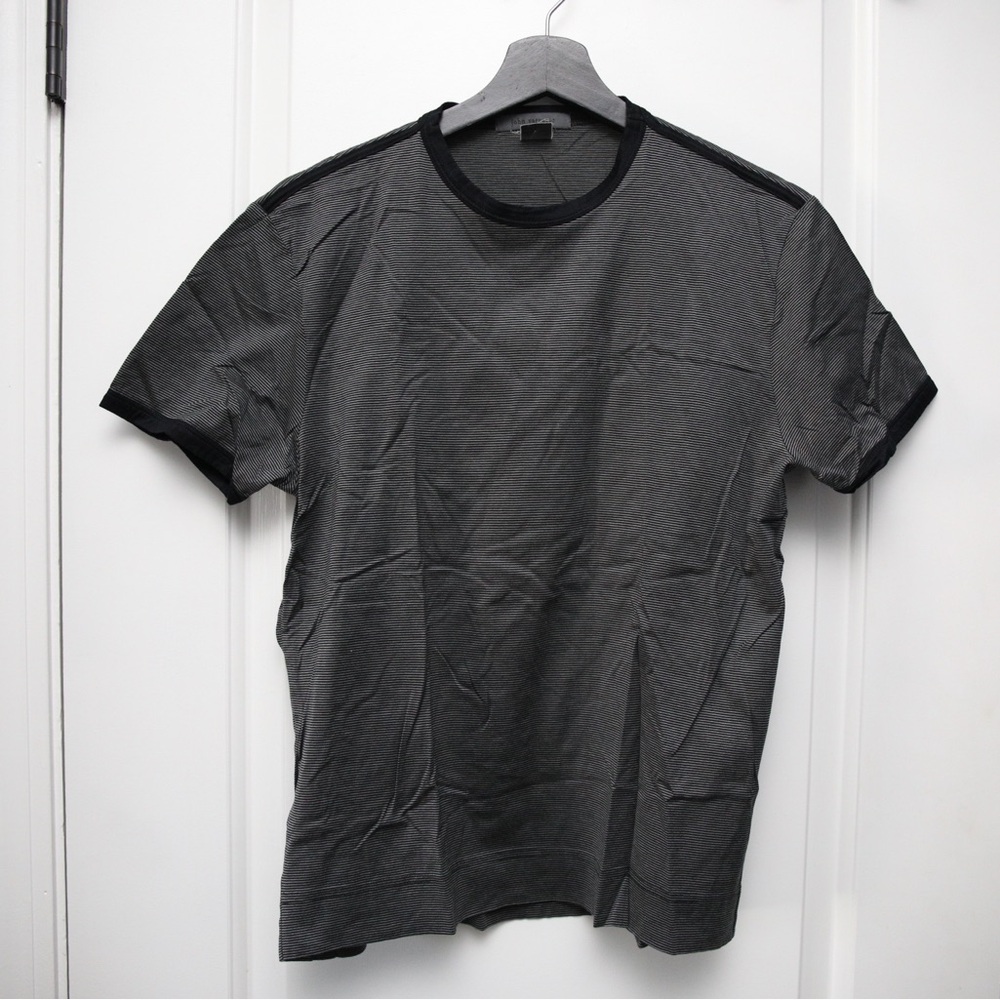 John Varvatos Black and Gray Striped Shirt
